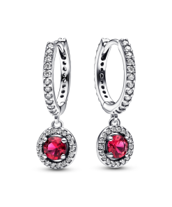 Red Round Sparkling Hoop Earrings