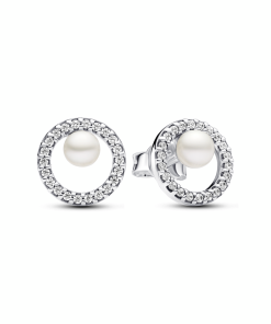 Treated Freshwater Cultured Pearl & Pavé Halo Stud Earrings