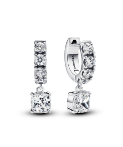 Pavé Dangle Hoop Earrings