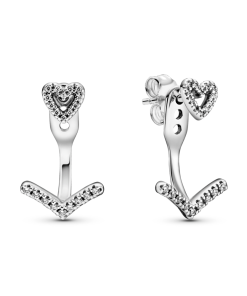 Sparkling Wishbone Heart Stud Earrings