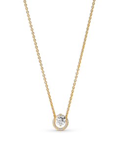 Sparkling Round Halo Pendant Collier Necklace