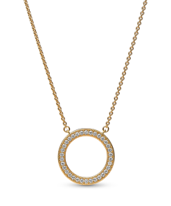 Signature Pavé & Hearts Circle Pendant Necklace