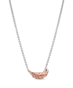 Two-tone Floating Curved Feather Collier Necklace