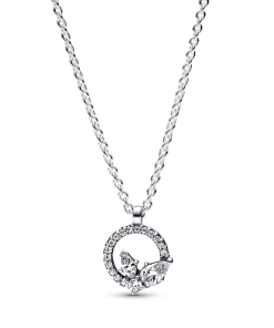 Sparkling Herbarium Circle & Cluster Pendant Necklace