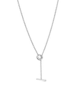 Pavé Circle Logo T-bar Heart Necklace