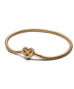 Sparkling Infinity Heart Clasp Snake Chain Bracelet