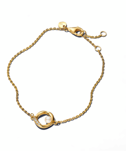 Organically Shaped Pavé Circle & Treated Freshwater Cultured Pearl Bracelet