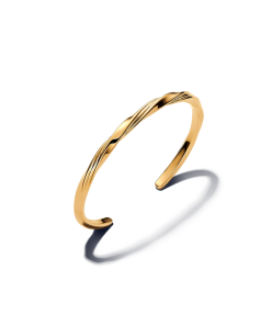 Twisted 14k gold-plated open bangle