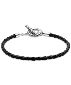 Moments Braided Leather T-bar Bracelet