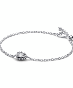 Sparkling Pear Halo Chain Bracelet