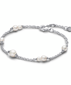 Treated Freshwater Cultured Pearl Station Chain Bracelet