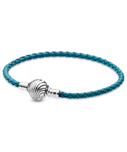 Moments Seashell Clasp Turquoise Braided Leather Bracelet