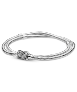 Moments Double Wrap Barrel Clasp Snake Chain Bracelet