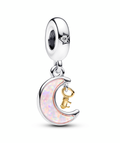 Two-tone Key & Moon Dangle Charm