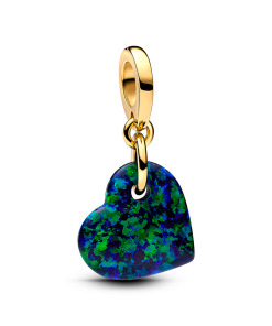 Opalescent Green Heart Dangle Charm