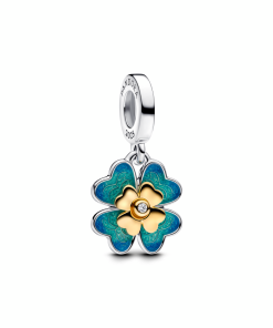 Spinnable Four Leaf Clover Lab-Grown Diamond Dangle Charm