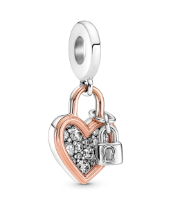 Heart Padlock Double Dangle Charm