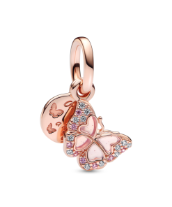 Pink Butterfly & Quote Double Dangle Charm