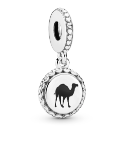 Dromedary silver dangle with black enamel