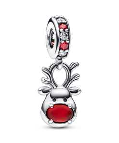 Red Nose Reindeer Murano Dangle Charm