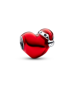 Metallic Red Christmas Heart Charm