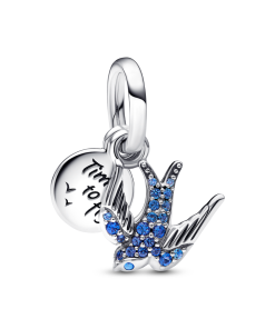 Sparkling Swallow & Quote Double Dangle Charm