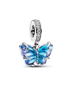 Blue Murano Glass Butterfly Dangle Charm