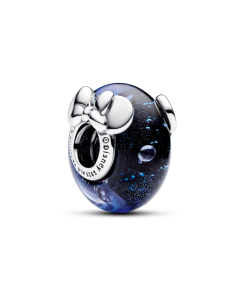 Mickey Mouse & Minnie Mouse Blue Murano Glass Charm