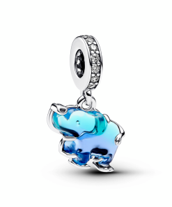 Blue Murano Glass Elephant Dangle Charm