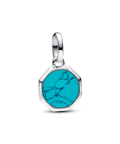 Turquoise-coloured Engravable Mini Medallion Charm
