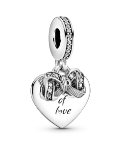 Bow & Love Heart Dangle Charm