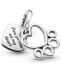 Hearts & Paw Print Dangle Charm