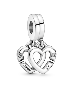 Linked Sister Hearts Split Dangle Charm
