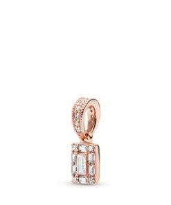 Ice cube 14k Rose Gold-plated pendant with clear cubic zirconia