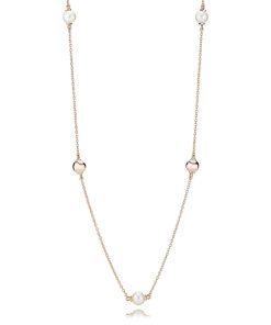 Rose necklace with white freshwater cultured pearl