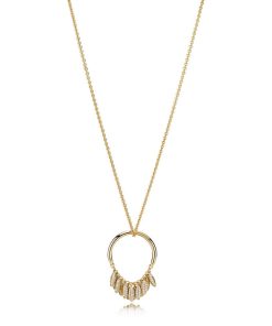 Seeds 14k Gold Plated pendant with clear cubic zirconia and necklace