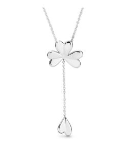 Clover silver Y-necklace