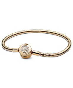 Moments Sparkling Crown O Snake Chain Bracelet