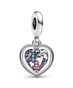 Family Spinning Heart Globe Dangle Charm