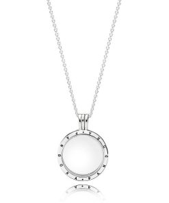 Medium floating locket silver pendant and necklace