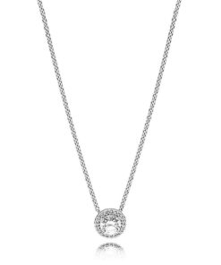 Silver necklace with clear cubic zirconia