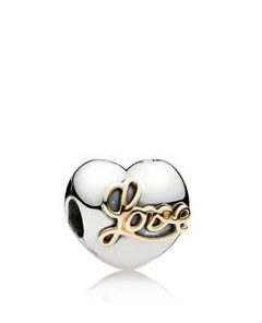 Heart silver clip with 14k love script