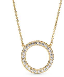 14k Gold Plated  logo reversible collier with clear cubic zirconia